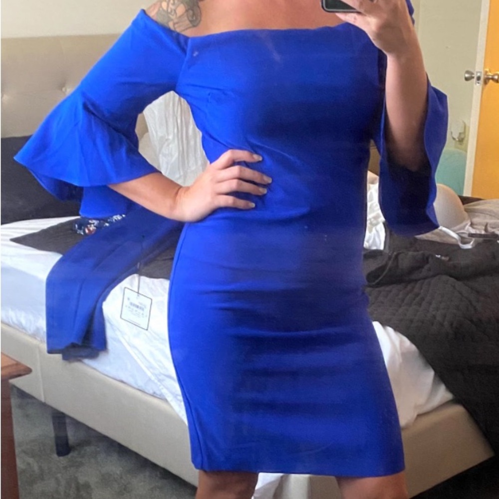 Laundry By Shelli Segal Royal Blue Long Sleeve Dress